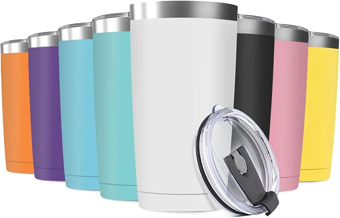 8 Pack 20oz Tumbler Vacuum Insulated Travel Mug by Deitybless