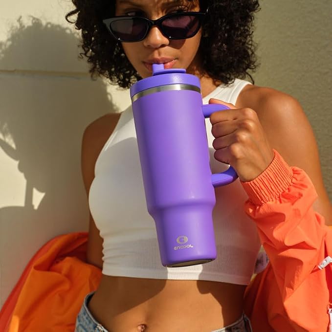 32 oz Tumbler with Handle and Straw: Stainless Steel Insulated Tumbler Keeps - Image 2