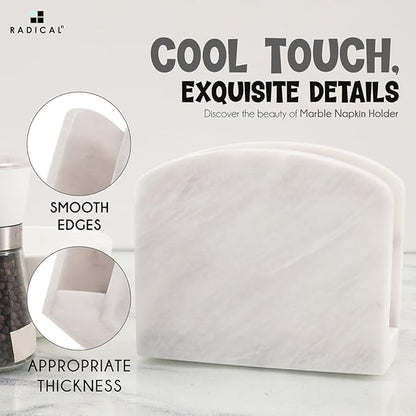 Radicaln Marble Napkin Holder 5.5" Inch White Handmade Dining Table Napkins - Image 4