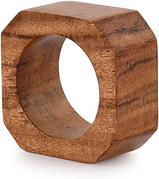 Napkin Ring Acacia Wood Napkin Rings Classic Everyday Use Thanksgiving - Image 4
