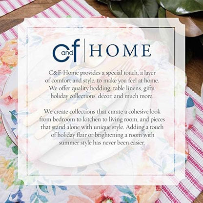 C&F Home Julia Reversible Scalloped Quilted Vintage Floral Flower Themed Jacobean Dining Tabletop Placemats Set of 6 All Seasons Spring Summer Home Kitchen Dinner Table Décor Decoration S/6 Grey &