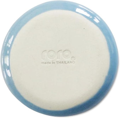 roro 5 Inch Ceramic Handmade Canape Plates, Glossy Coral Blue, Set of 4