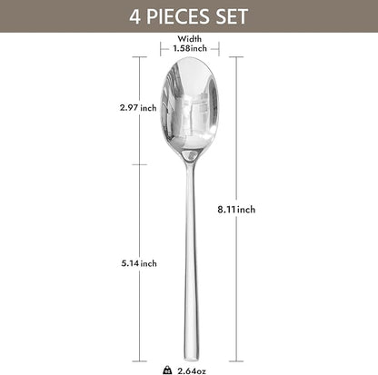4 Piece Dinner Spoons Set, Stainless Steel Spoons | Forged Stainless Steel - Image 2