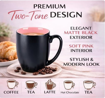 GBhome 16 oz Coffee Mugs Set of 6, Ceramic Coffee Cups- Pink - Image 4