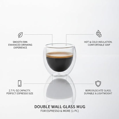 Handleless Double-Wall Silhouette, 2.7 oz Borosilicate Glass Espresso Cup - Image 4