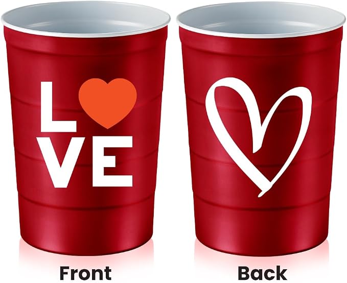 Steel Chill Cups 16 oz. Reusable Party Cups, Love & Heart Design, 100% - Image 2