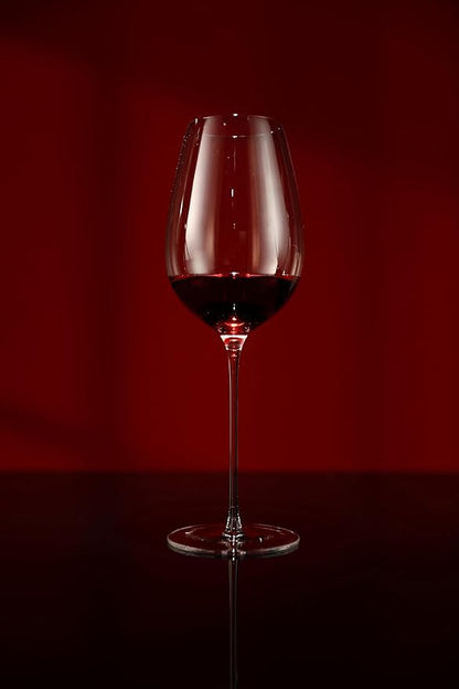 Red Wine Glasses Set of 4, 22oz, Hand Blown Premium Crystal Wine Glasses, Clear Stem,Thin Rim, - Perfect for Red or White, Daily Use,Unique Wedding Anniversary or Birthday Gift
