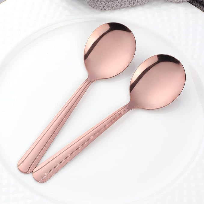 Bouillon Spoons Set of 12, 5.9 Inch Stainless Steel Soup Spoon, Metal Round - Image 6