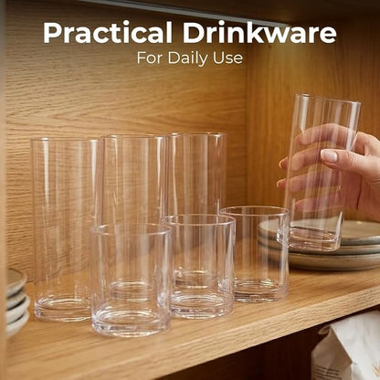 Zulay Kitchen Plastic Drinking Glasses – Mixed 16oz & 12oz Acrylic Shatterproof - Image 5