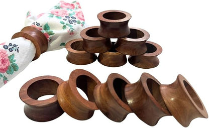 Napkin Holder Set of 12 Handmade Acacia Wood Dining Table Napkin Ring Classic - Image 4
