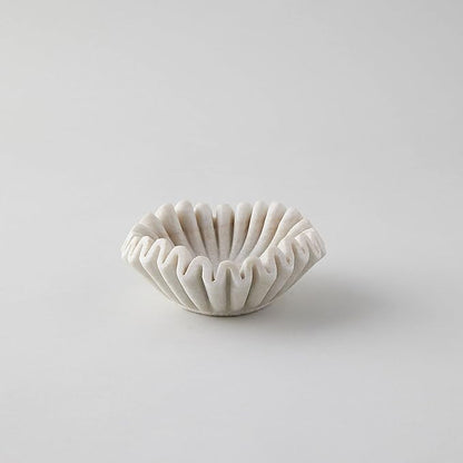 Marble Bowl Fruit Bowl, Stone Bowl Decorative Bowl Decorative Trays Marble Fruit Bowl Marble Ruffle Bowl Marble Floral Bowl Home Decor Gifts (7 inch)