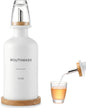 Glass Mouthwash Dispenser for Bathroom, Stainless Steel & Bamboo Nozzle by BONLONG