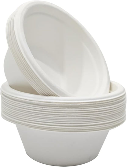 6 oz. Compostable Bowls [100-Pack] – Eco-Conscious Soup Bowls Made from Sugarcane Bagasse Fiber – Heavy-Duty, Microwave & Refrigerator Safe – Ideal for Parties, Snacks & Everyday Meals (6 oz [160ml])