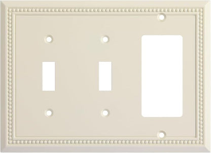 Henne Bery Sunken Pearls Heavy Duty Decorative Wall Plate Switch Plate Outlet Cover (Double Toggle/Single Decorator, Light Almond)