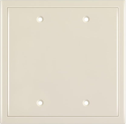 Henne Bery Modern Edge Decorative Wall Plate Switch Plate Outlet Cover, Durable Solid Zinc Alloy (Double Blank, Light Almond)