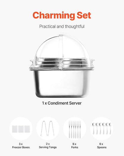 VEVOR Countertop Food Serving Display Container, 5 Pan Stainless Steel Food - Image 5