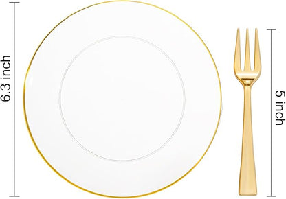 Festiva 200Pcs Clear Plastic Dessert Plates Disposable 6.3" with Plastic Forks 5" - Small Clear Plates-Dessert/Cake/Appetizer Plates for Birthday/Easter Party & Wedding - Serve for 100Guests