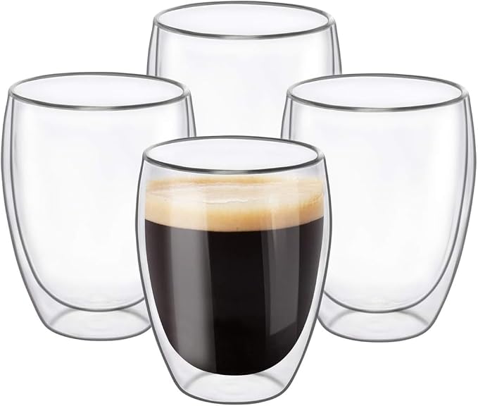 6.8OZ Double Wall Espresso Cups Set of 4, Double Wall Insulated Espresso Mugs - Image 8