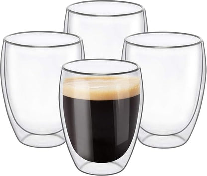 6.8OZ Double Wall Espresso Cups Set of 4, Double Wall Insulated Espresso Mugs - Image 8