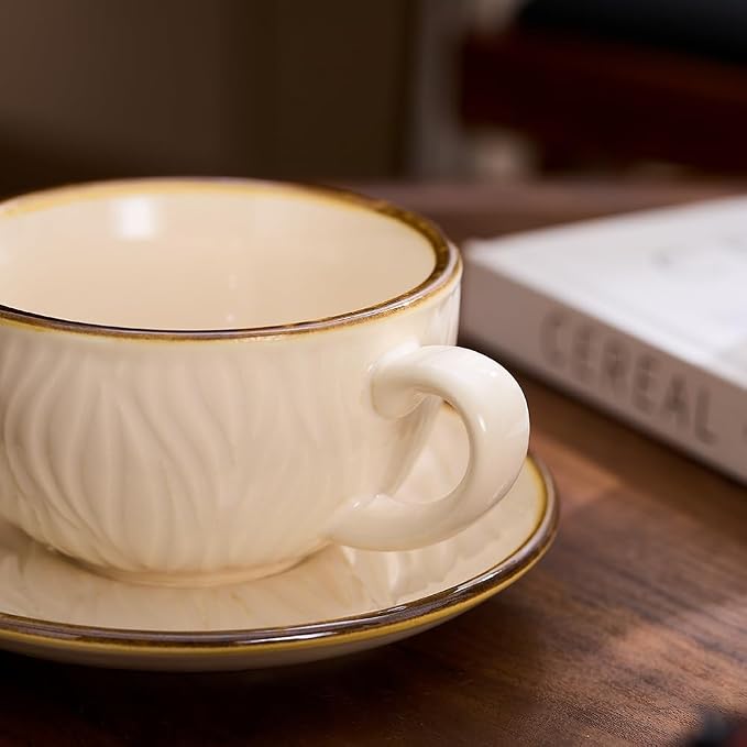 Coffeezone Vintage Design 12 oz Ceramic Latte Art Cappuccino Barista Cup - Image 3