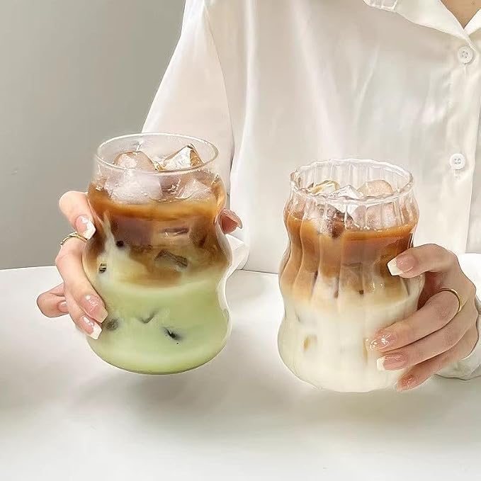 1pcs Vertical Stripe Drinking Glasses CupsGlass Tumbler, Ripple Glassware - Image 4