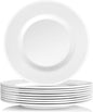Plates 10inch Melamine Dinner Plates Round White Durable Dishes Set of 8 for Salad Dessert Dinner