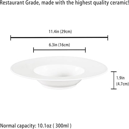 Soup Bowls, Pasta Bowls Plates, Embossed Porcelain Wide Rim Bowls, 10 Oz - Image 2