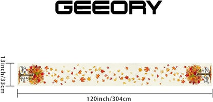Fall Table Runner 13 x 120 Inch, Maple Leaves Autumn Farmhouse Decor - Image 2