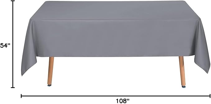 sancua Rectangle Tablecloth - 54 x 108 Inch - Stain and Wrinkle Resistant Washable Polyester Table Cloth, Decorative Fabric Table Cover for Dining Tables, Buffet Parties and Camping, Light Grey