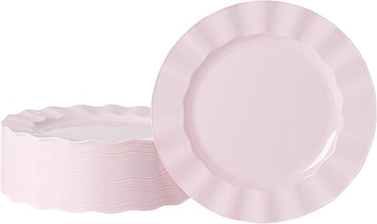 72 Pack Pink Plastic Plates, Thanksgiving by NZVCNTableware