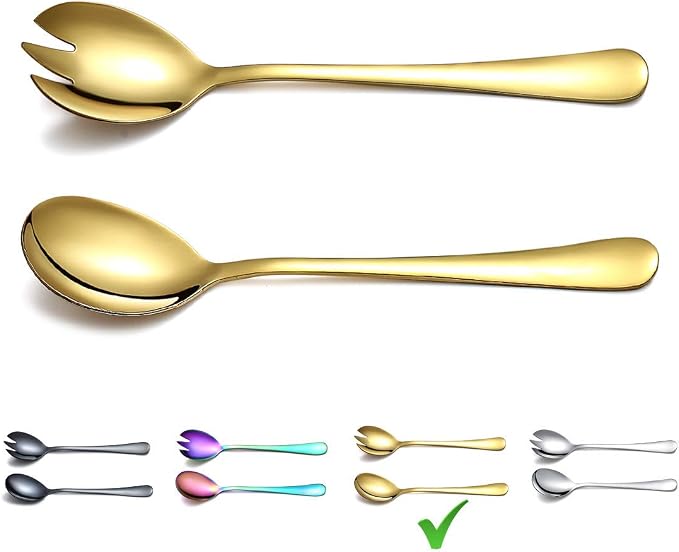 Gold Salad Server Set, Berglander Stainless Steel Salad Serving Set by Berglander