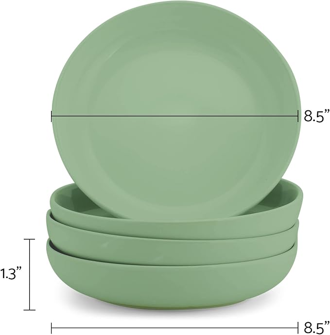 Elanze Designs Bistro Glossy Ceramic 8.5 inch Shallow Pasta Dinner Bowls Set of - Image 3