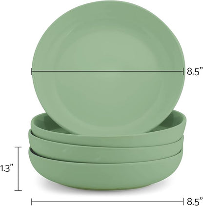 Elanze Designs Bistro Glossy Ceramic 8.5 inch Shallow Pasta Dinner Bowls Set of - Image 3