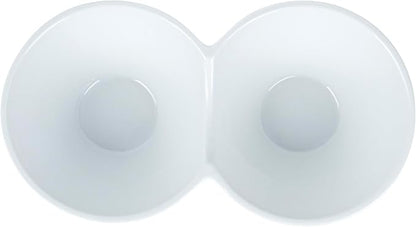 Restaurantware-9.1 x 4.9 x 2.3 Inch Double Dip Bowls, 1 Microwavable Condiment Server - 2 Compartments, Microwavable, White Porcelain Dip Tray, Dishwashable, For Snacks, Condiments, Or Toppings