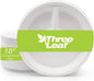 three leaf 10" 3 COMPARTMENT BAGASSE ROUND PLATE, 25 Ct. Heavy-Duty- Super Strong- Natural- Eco-Friendly Disposable Bagasse Plates, 100% Biodegradable 10 inch 3 compartment plates