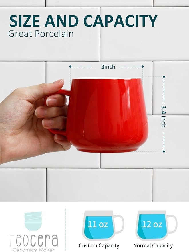 Teocera Ceramic Coffee Mug Set of 4-12 oz Coffee Mugs - Image 2