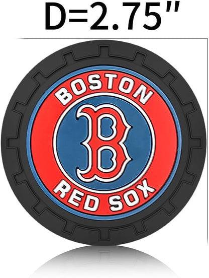 Silicone Red Sox Car Cup Holder Coasters,Baseball Fans Car Coasters for Boston Red Sox Fans, Non-Slip Universal Fit Cup Holder Insert
