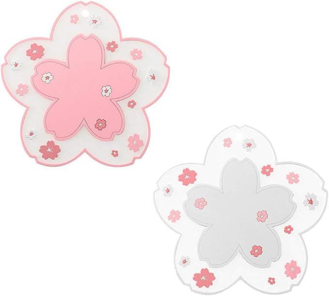 Sakura Coffee Cup Mat Kawaii Coaster 2PCS Cute Cherry Blossom PVC Home Tea Mug by WELOCMETOBINOSTER
