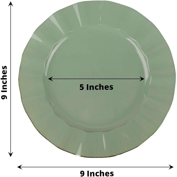 Efavormart 9" Salad Plates – Set of 10 Plastic Dusty Sage Green Round - Image 3