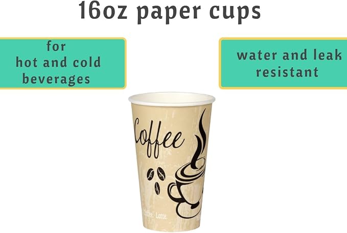 Disposable Coffee Cups, To Go Paper Hot Cups, Classic Design - Image 3