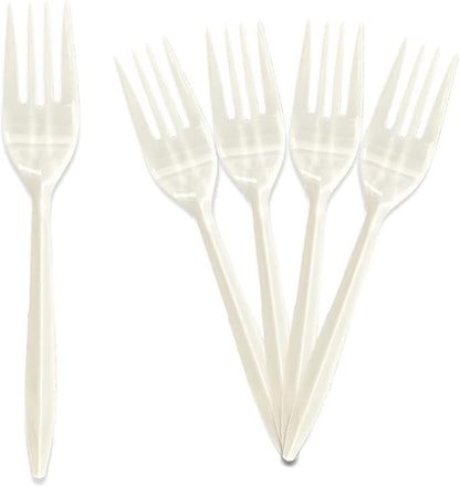 PAMI Medium Weight Disposable Plastic Forks 1000 Count White