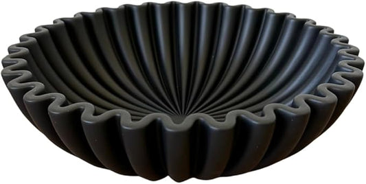 OAKOA Concrete Black Decorative Bowl for Home Decor - Black Fruit Bowl for Kitchen Counter - Black Bowl Decor - Modern Fruit Bowl Black - Centerpiece Bowl