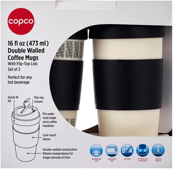 Copco 5237160 Reusable, Insulated Double Wall Travel Mugs 16-ounce White/Black - Image 6