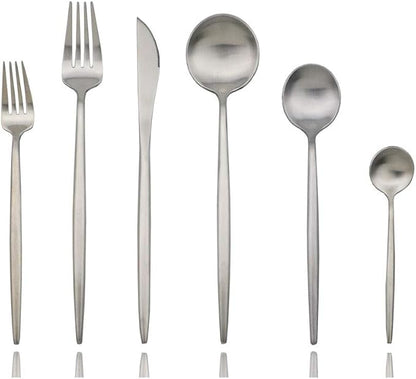 JASHII Luxury Flatware, Silverware Sets, 6-pieces Elegant Cute 18/10 Stainless Steel Silverware Set for Eating Home Kitchen Hotel Restaurant, Service Sets for 1 People, Dishwasher Safe
