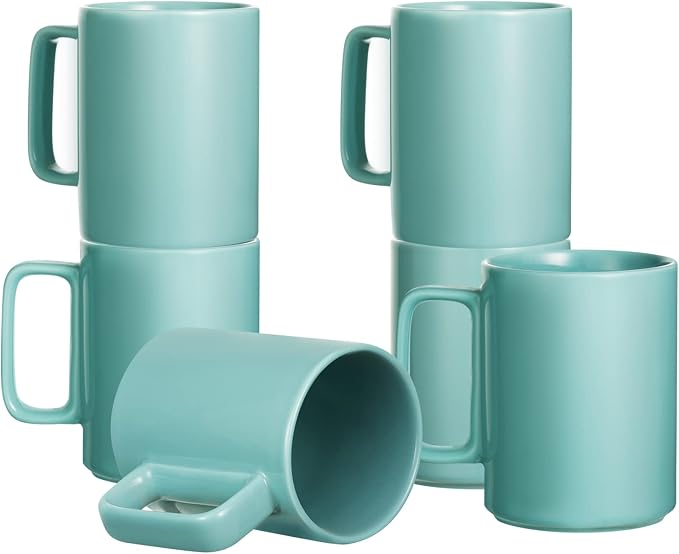 E-liu Large 15 Ounces Porcelain Coffee Mug Tea Mugs Set of 6 | Cups by Creatingwarmandrefinedlifestylekitchenandhomeessentials