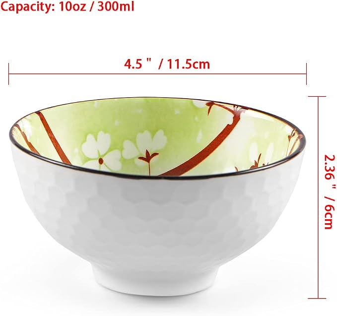 Ceramic Rice Bowls 10 oz, Sakura Bowl Gift Set - Image 3