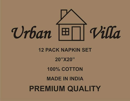 Urban Villa Cloth Napkins Set of 12 20x20 Inches 100% Cotton Napkins Cloth Washable Durable Reusable Absorbent Table Dinner Napkins Cloth for Hotel Lunch Restaurant Weddings Parties Multi Checks