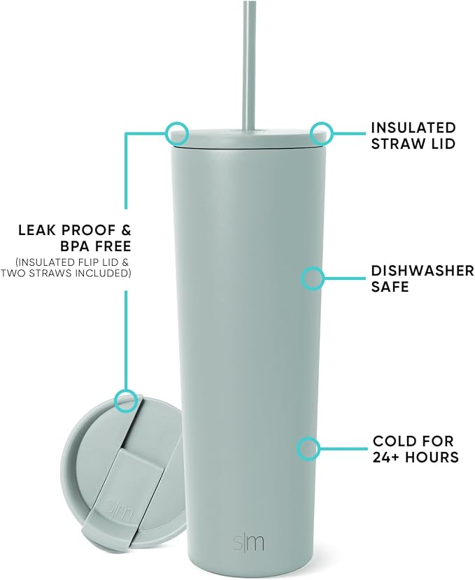 Simple Modern Iced Coffee Tumbler, Insulated | 28oz | Green | Reusable - Image 2