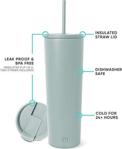 Simple Modern Iced Coffee Tumbler, Insulated | 28oz | Green | Reusable - Image 2
