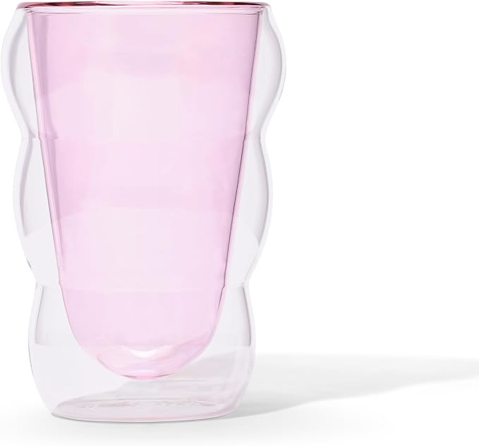 Teaspressa Pink Glass Cloud Cup 12 oz Double-Wall Insulated Borosilicate Glass by Teaspressa